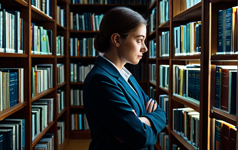 A serene adult individual in professional, modest attire, deeply absorbed in thought in a softly lit, contemplative library. The scene features abstract elements like glowing, interconnected lines symbolizing an "internal map" emerging from shadows into clarity, and a subtle visual of puzzle pieces fitting together. The focus is on introspection and the journey of self-discovery, with a sense of peace and understanding. Perfect anatomy, correct proportions, well-formed hands, natural pose, natural body proportions. Safe for work, appropriate content, fully clothed, professional, family-friendly, high quality, studio lighting, detailed.