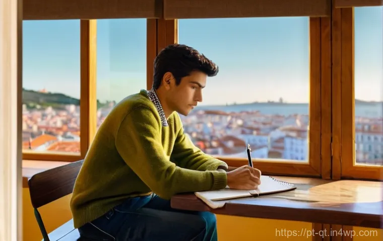 목적 중심적 삶의 장단점 비교 - **Prompt:** A young adult, of Portuguese descent, sits thoughtfully by a window, bathed in soft, war...
