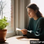 Home 22 목적을 찾는 자기 탐색 방법 - **Prompt: "The Reflective Journaler by the Window"**
A young woman in her mid-20s, with a though...