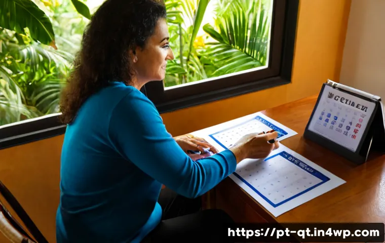 목적 중심 삶의 동기 부여 전략 - Photorealistic morning scene in a bright Brazilian home office, a focused middle-aged woman seated a...